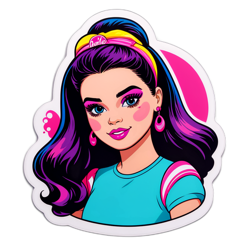 Wibrująca naklejka Barbie Ferreira z kolorowym makijażem