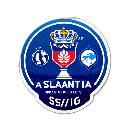 Sticker reprezentând momente cheie din meciul Atalanta vs. Slavia Praga