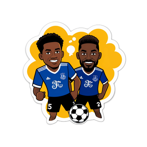 Zábavná nálepka Everton a Fulham hráčů v přátelské rivalitě