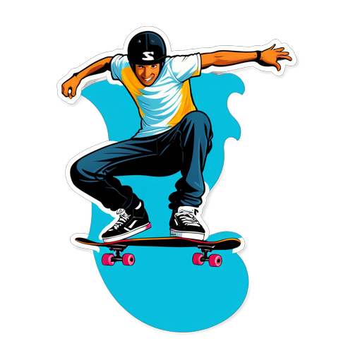 滑板少年创造惊险动作