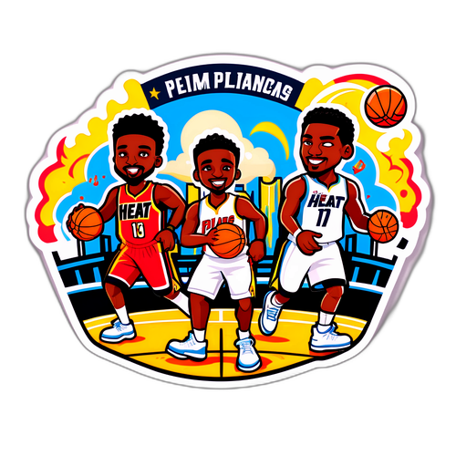 Cartoon Basketball Battle: Heat vs. Pelicans
