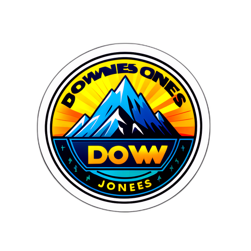 Thiết kế nhãn dán dựa trên logo Dow Jones với họa tiết tiền tệ
