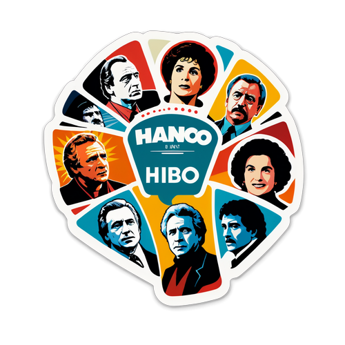 Retro-style sticker med HBO's ikoniske øjeblikke