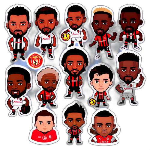 본머스와 아스널의 키 플레이어를 주제로 한 만화 스티커