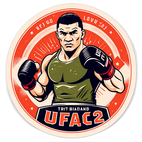 Vintage-sticker med UFC-kämpare inför match
