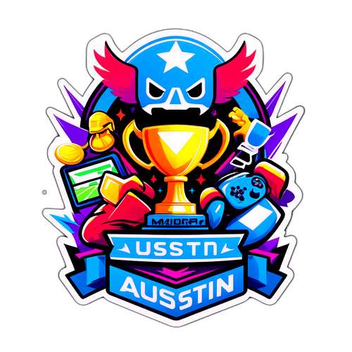 Яскравий дизайн Austin Major з символами esports