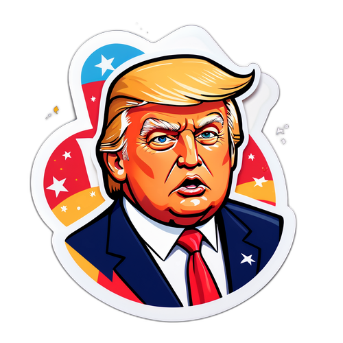 Наклейки з портретом Дональда Трампа в стильному карикатурному стилі