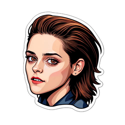 Autocolant artistic cu fața lui Kristen Stewart în stil caricatural