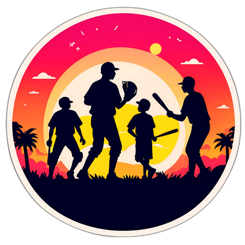 Romantic Sunset Baseball Game Sticker