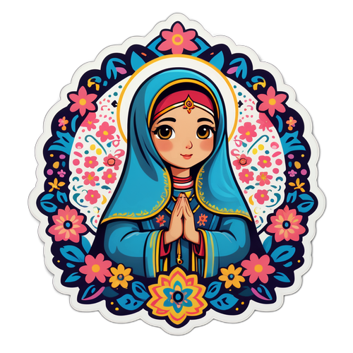 Urocza naklejka Fatimy z kwiatowymi wzorami