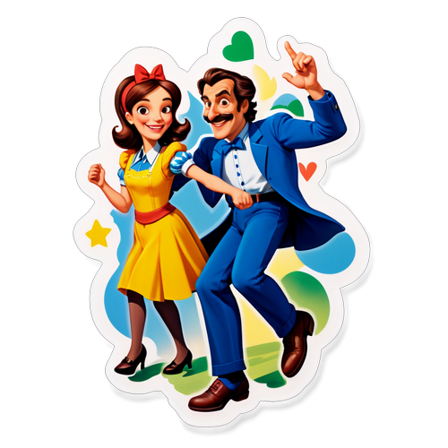 Sticker Divertente con Fabio De Luigi e Valentina Lodovini