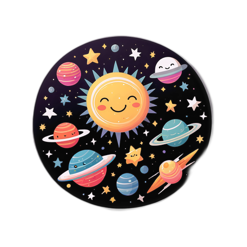 Whimsical Solar System Sticker