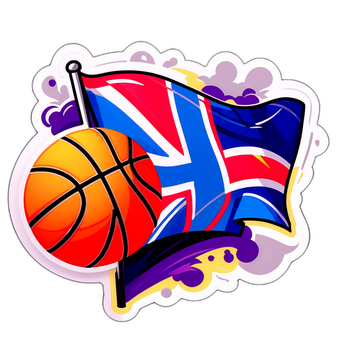 Стикер с изображением флага Купера в стиле граффити с элементами баскетбола