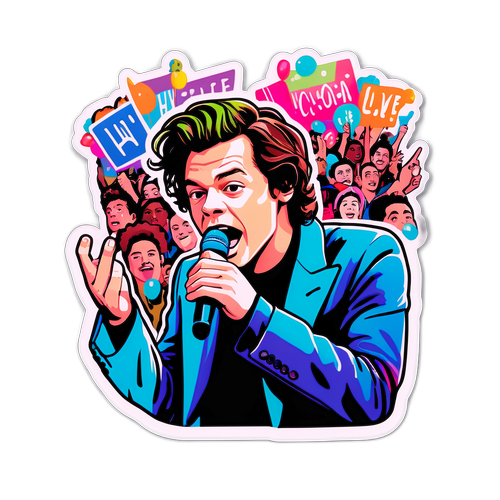 Disegno giocoso di Harry Styles in concerto