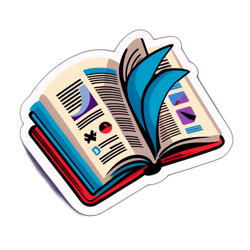 Открытая книга с символами новостей вокруг