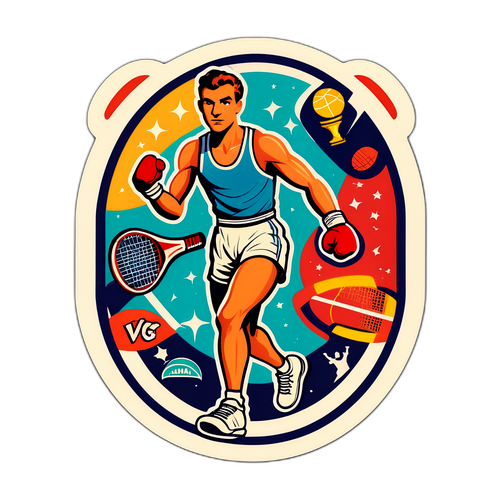 Sticker retro cu teme sportive