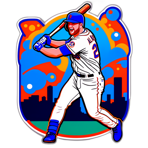 A Fun Sticker of Pete Alonso Hitting a Home Run