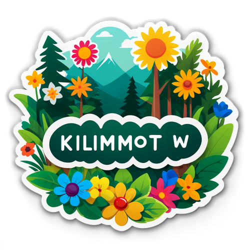 Sticker z nazwą Klimontów w stylu artystycznym