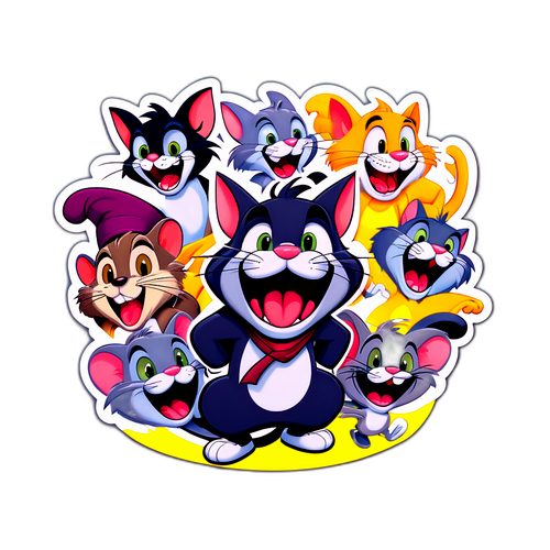 コミカルな表情のキャラクターたちのステッカー