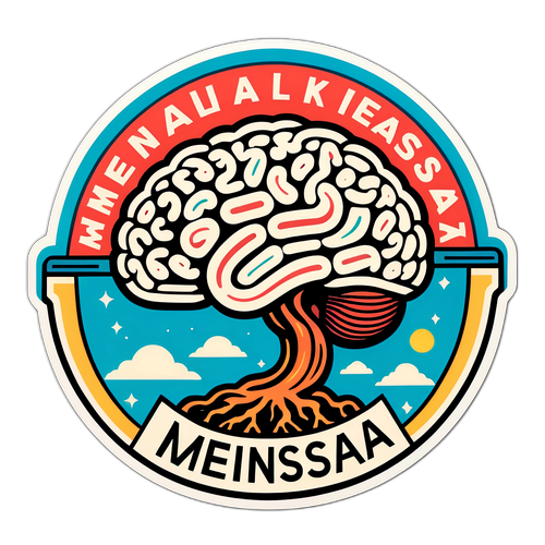 Vintage Mensa-klistremerke med hjernevisjoner