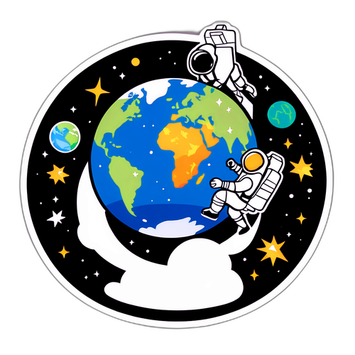 Autocollant NASA : Astronautes et Terre depuis l'espace