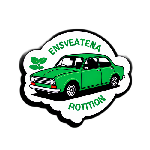 Sticker cu mașină ecologică și mesaje despre protecția mediului
