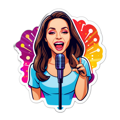 Дизайн стікера з Ангеліною Пічік, що співає на сцені