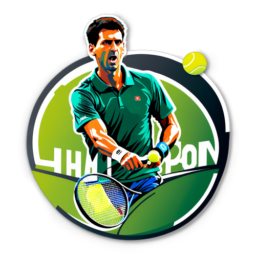 Entdecke das Minimalistische Meisterwerk: Novak Djokovic als Champion mit Tennisball & Schläger!