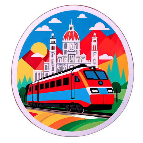 En kunstnerisk repræsentation af Pisa - Milano togrejse