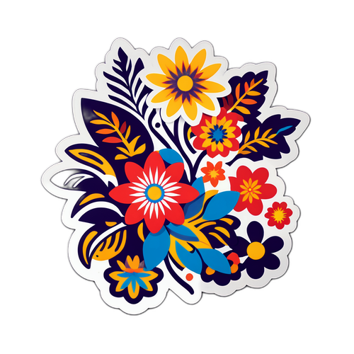 Sticker représentant la diversité culturelle de la Malaisie à travers un motif floral