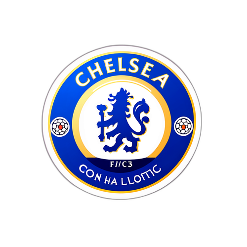 Tyylikäs Chelsea FC -logo sinivalkoisella värimaailmalla