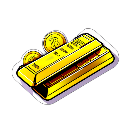 Stiker Emas dan Koin Bitcoin