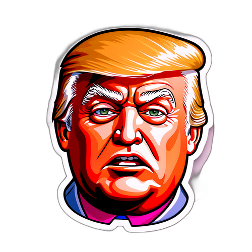 Καρικατούρα προσώπου του Donald Trump με φόντο την αμερικανική σημαία