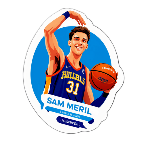Isang Makulay na Sticker na Nagdiriwang ng Paglalakbay ni Sam Merrill sa Basketball