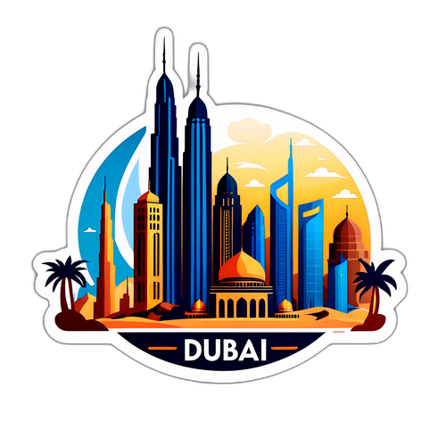 Fejr Dubai med Skyskrabere og Ørkensilhuetter