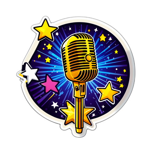 Idol med mikrofon och stjärnor