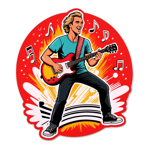 A Cool Illustration of Trey Yesavage Rocking with a Guitar