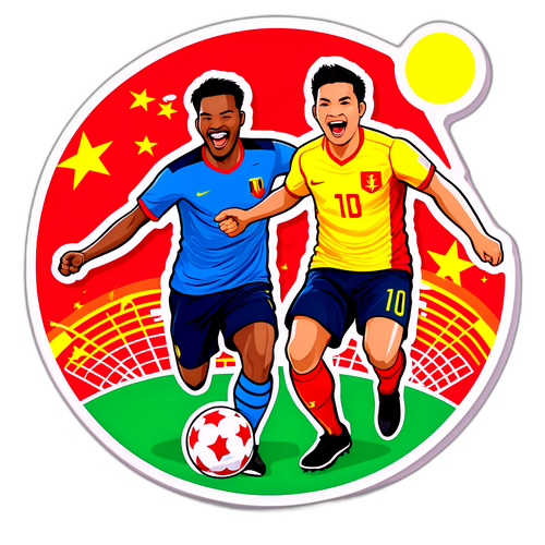 Sticker ghi lại khoảnh khắc vui vẻ trong trận đấu bóng đá Việt Nam và Malaysia với các cổ động viên