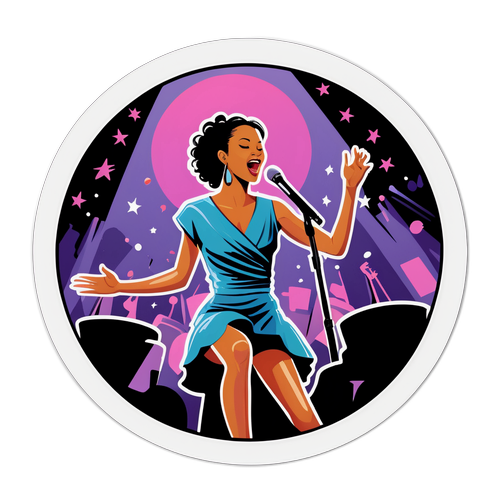 Chic na Disenyo ng Sticker ni Janice Tjen sa Entablado
