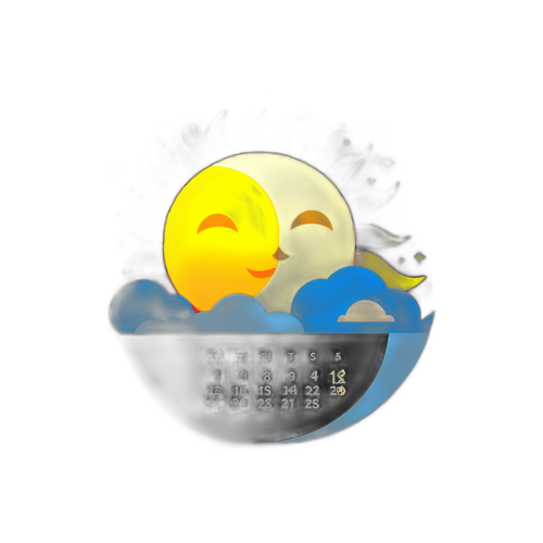 Lịch tối giản với mặt trời và mặt trăng