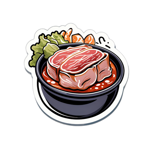 美味しい豚肉のソテーイラストスタンプ