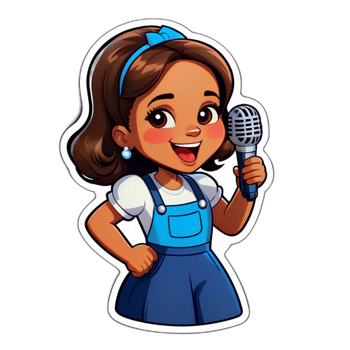 Cartoon Camille met Microfoon