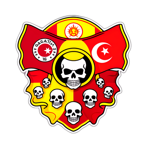 Galatasaray-fans med flaggor och dödskallar