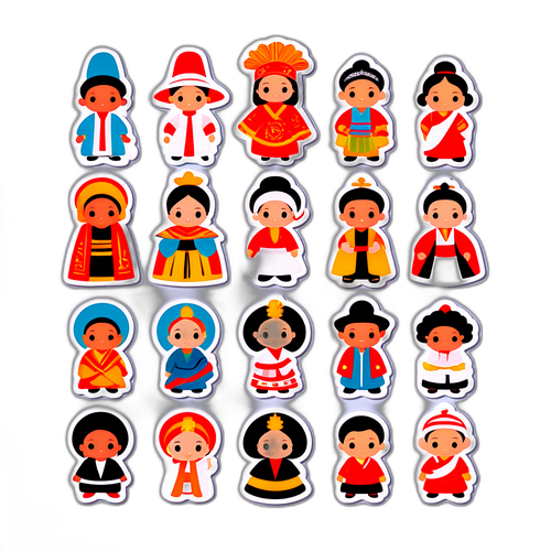 ユネスコの無形文化遺産をテーマにしたキャラクターのステッカー