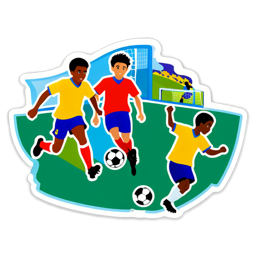 Sticker van een Voetbalveld met Quick Boys Spelers