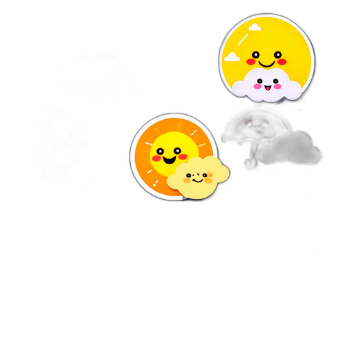 Masayang Sticker ng Mga Karakter na Naglalarawan ng iba't ibang Kondisyon ng Panahon