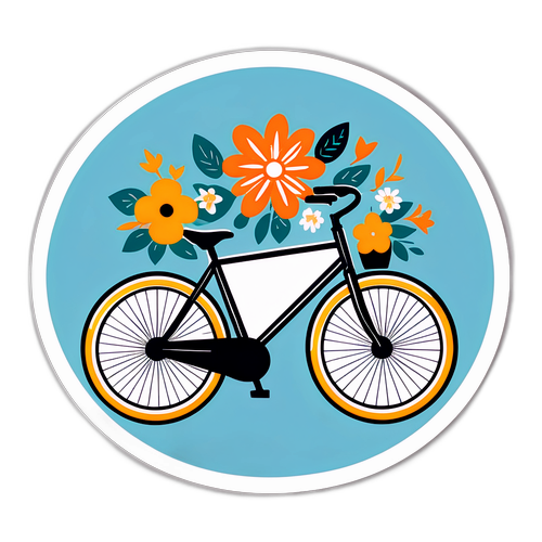 फूलों के सजावट वाले साइकिल का न्यूनतम डिजाइन
