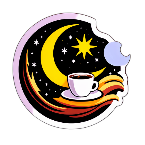 Bulan Sabit dan Matahari dengan Cawan Kopi