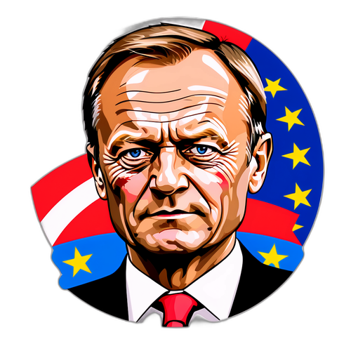 Stílusos grafika Donald Tusk portréjával
