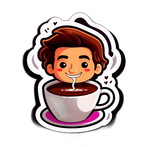 Adesivo di Milo Infante con Tazza di Caffè